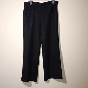 Larry Levine Linen blend wide leg black sailor pants sz 12 side buttons
